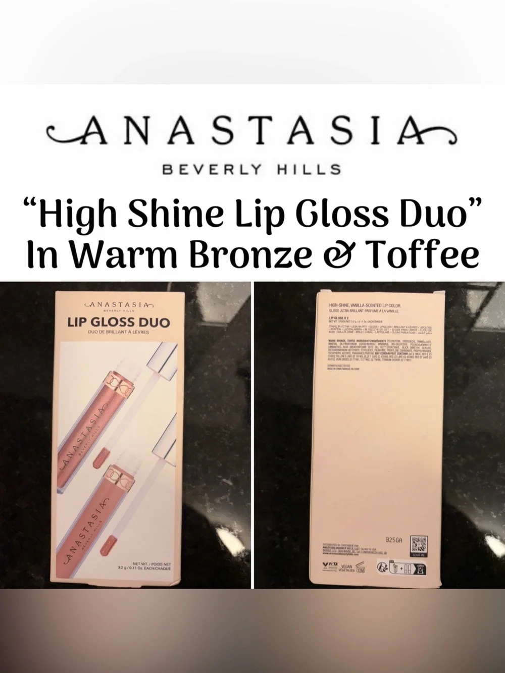Anastasia Beverly Hills Lip Gloss Duo  - Warm Bronze & Toffee - New in Box